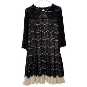 Maurices Black Lace Tulip Skirt Mock Neck LBD Cocktail Party Dress Sz XLarge